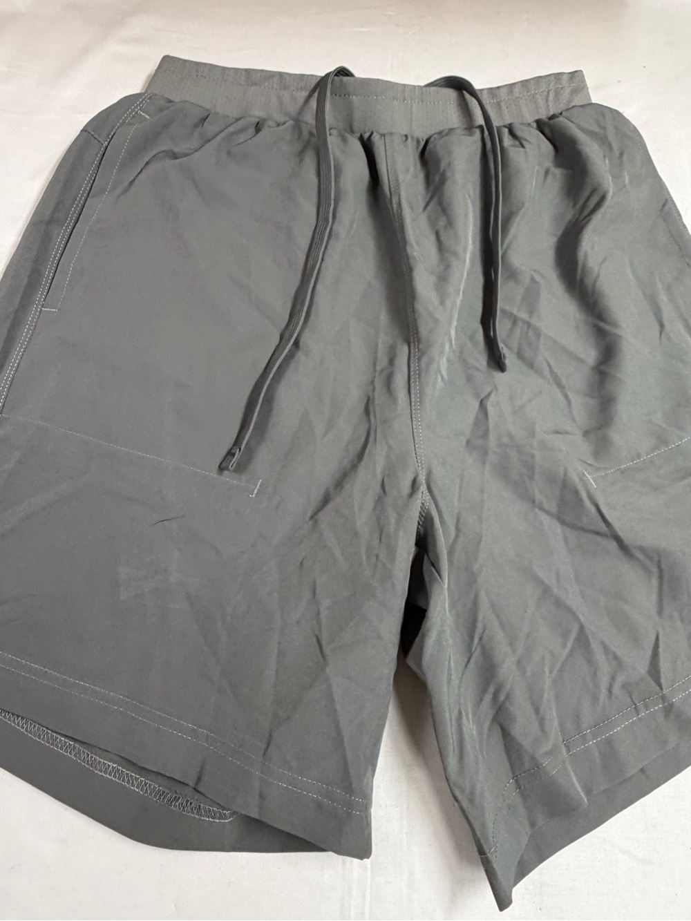 Men's Gray Drawstring Performance Shorts - Picture 4 of 5
